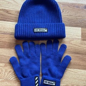 Off white gloves & hat